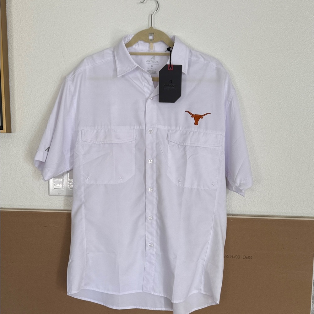 White Men's Shirt with Embroidered Logo